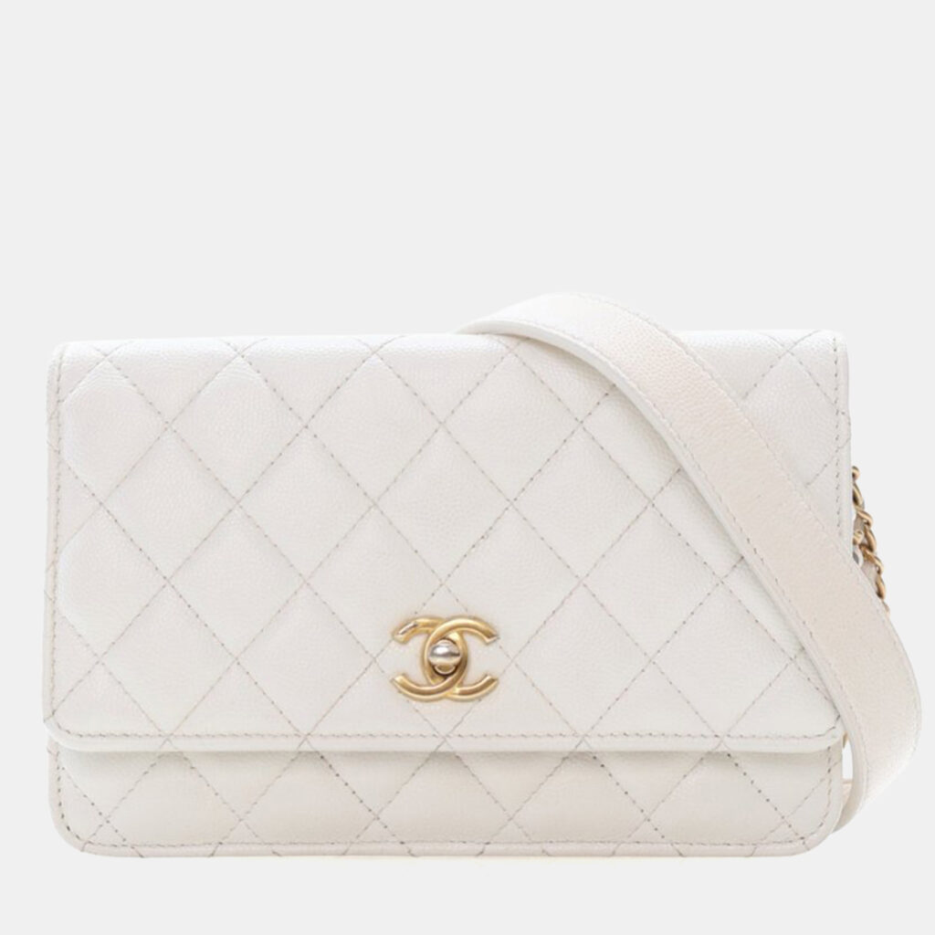 Chanel White Caviar Twist Your Buttons Wallet On Chain (WOC) Chanel White Caviar Twist Your Buttons Wallet On Chain (WOC)
