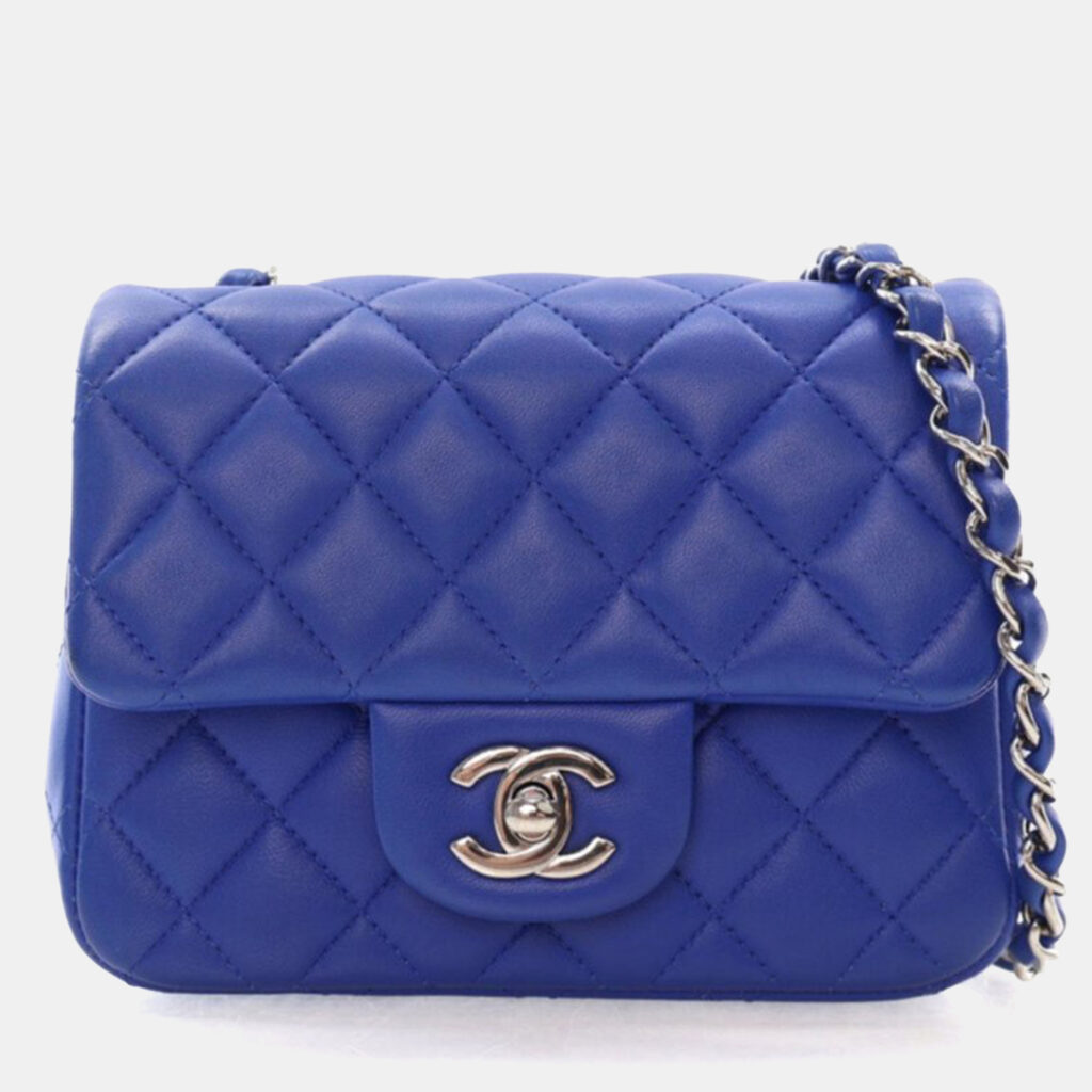 Chanel Mini Blue Lambskin Square Classic Flap Bag