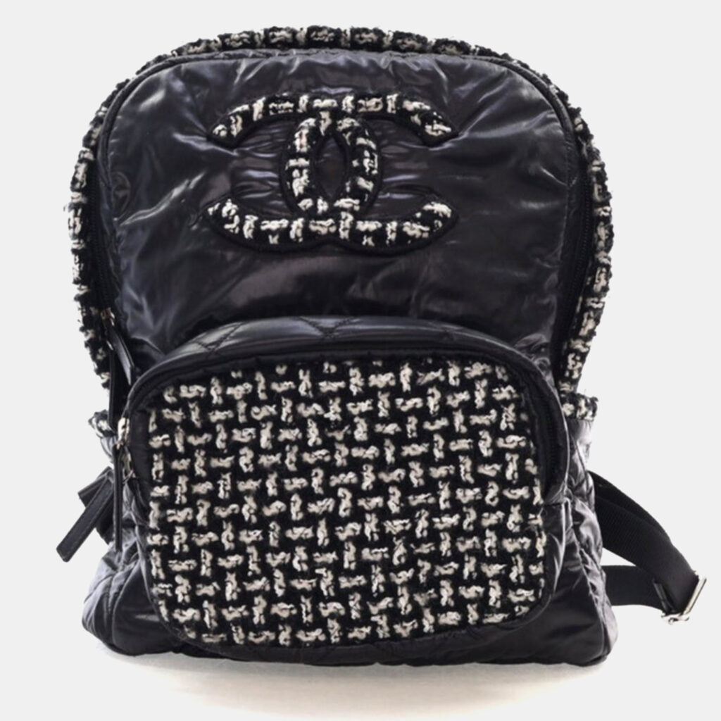 Chanel Black Nylon Tweed Backpack Chanel Black Nylon Tweed Backpack