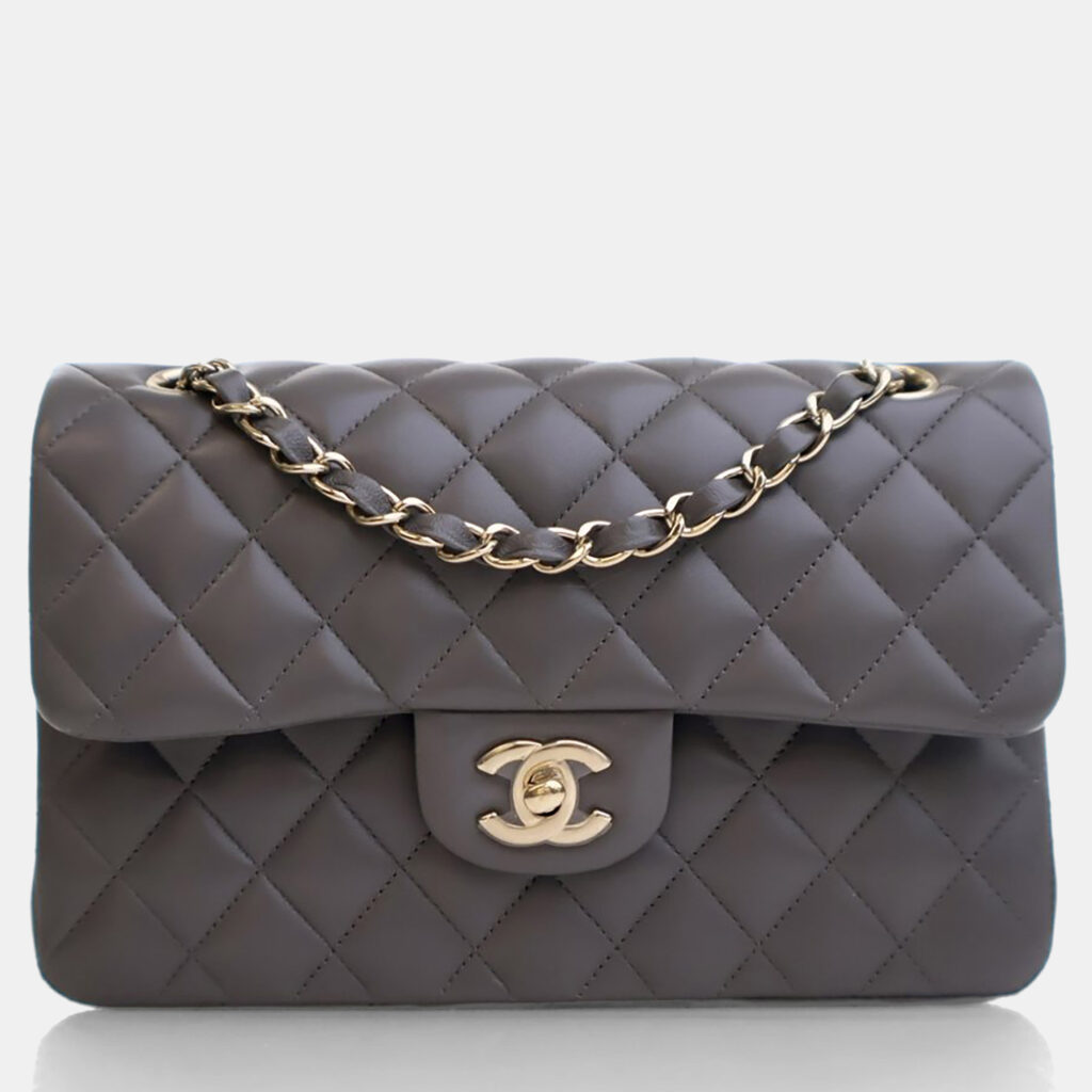 Chanel Small Grey Lambskin Classic Double Flap Bag