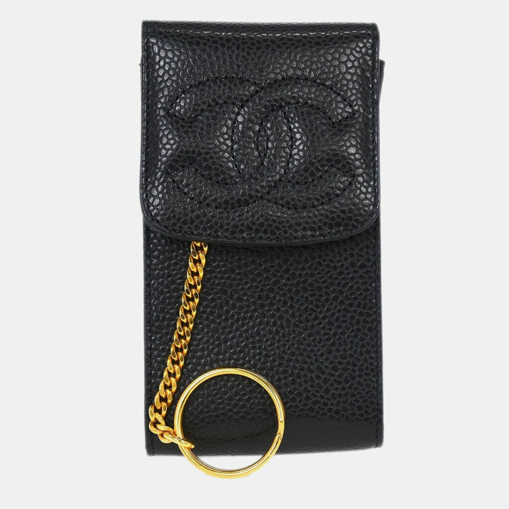 luxury-women-chanel-used-handbags-p1250616-008.jpeg Chanel Black Calfskin Cigarette Case Key Holder Small