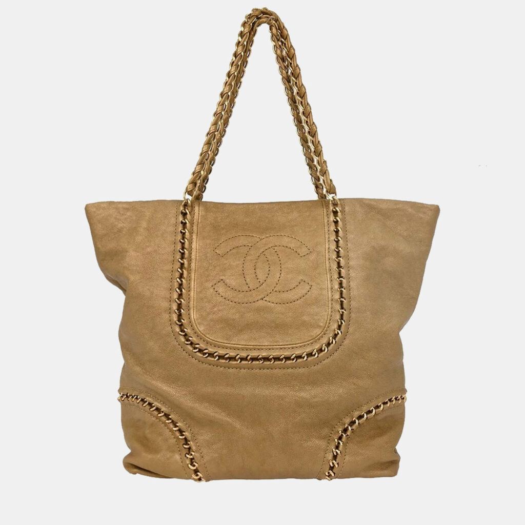 luxury-women-chanel-used-handbags-p1250647-010-1.jpeg Chanel Gold Calfskin Luxury Line Tote Bag
