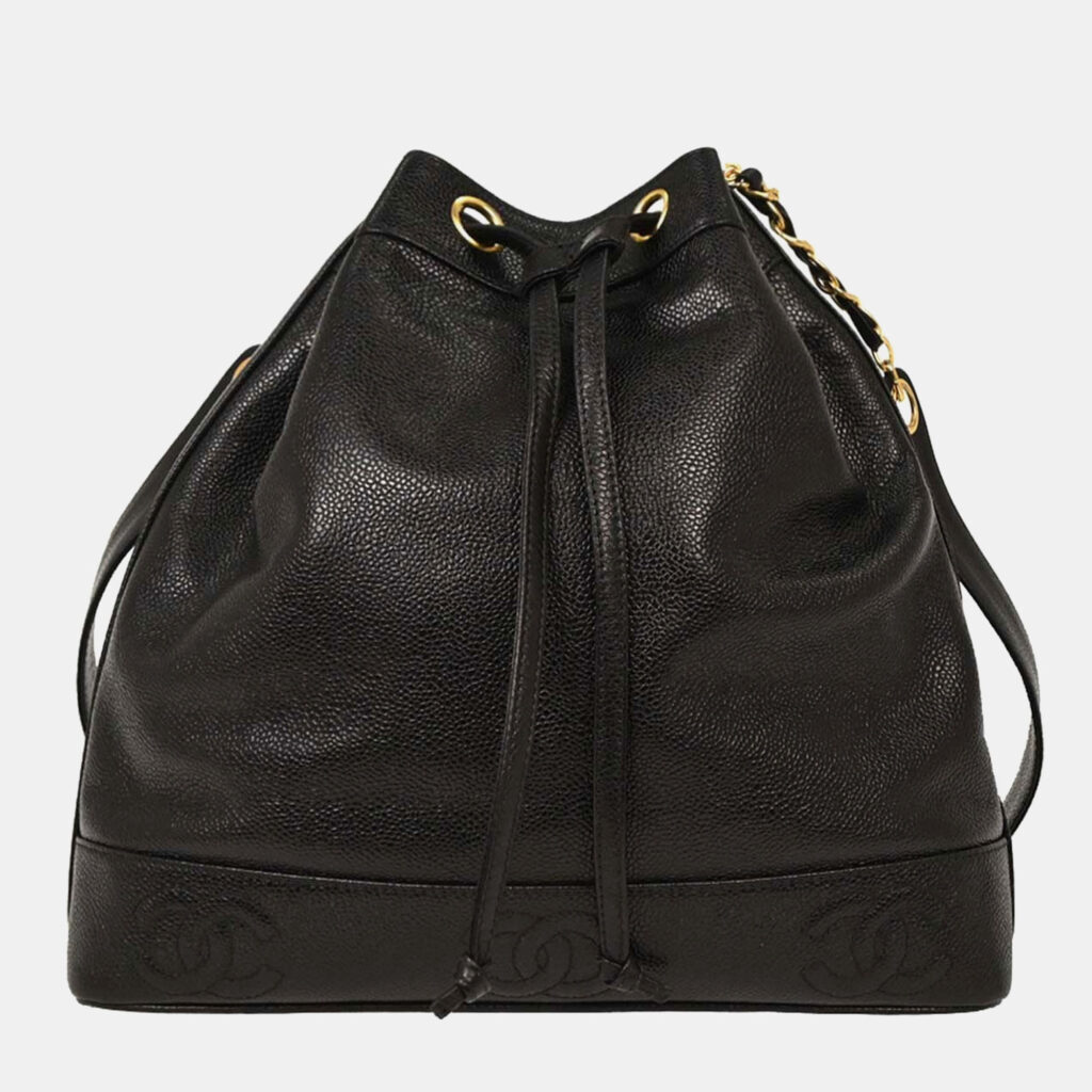Chanel Black Calfskin Triple CC Bucket Shoulder Bag Chanel Black Calfskin Triple CC Bucket Shoulder Bag