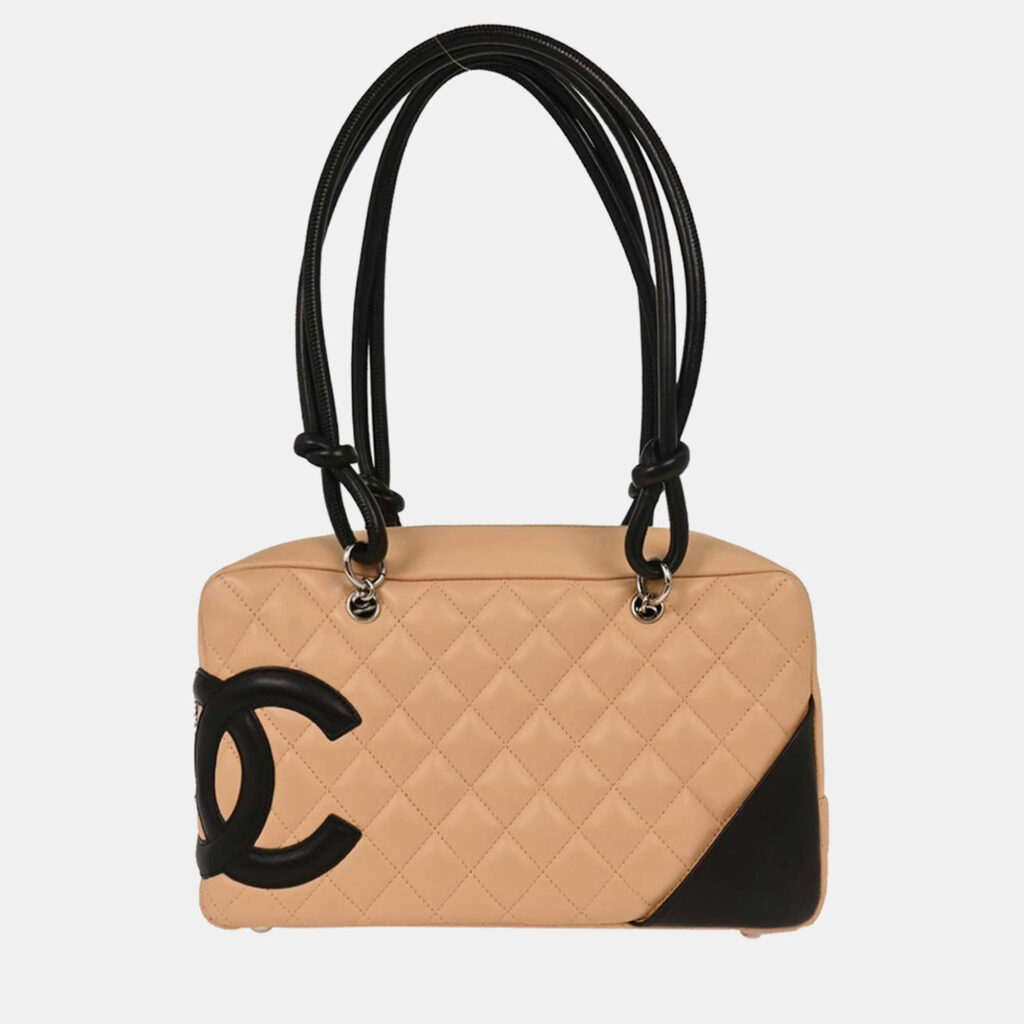 Chanel Beige Calfskin Cambon Ligne Bowling Bag
