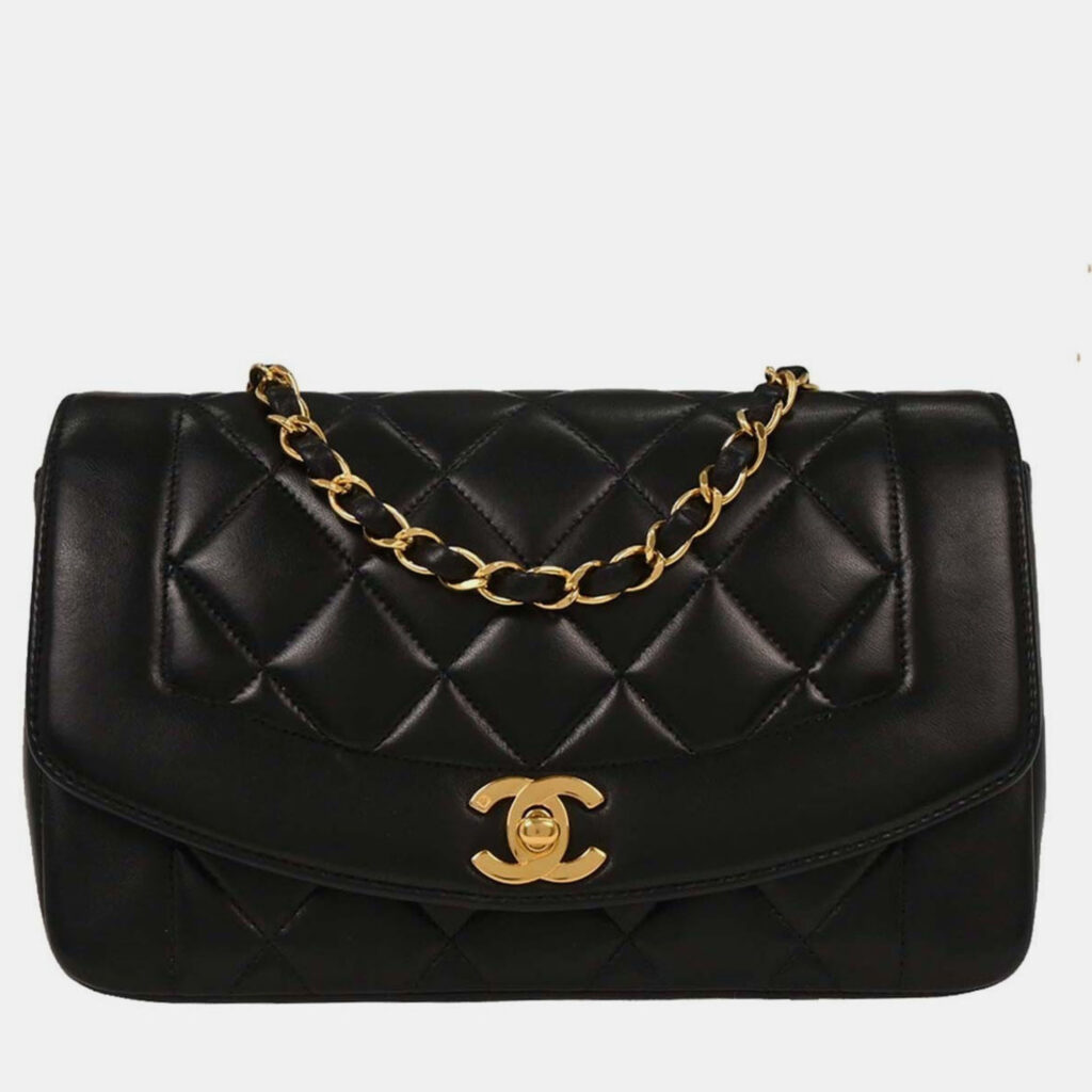 Chanel Black Lambskin Small Diana Shoulder Bag Chanel Black Lambskin Small Diana Shoulder Bag