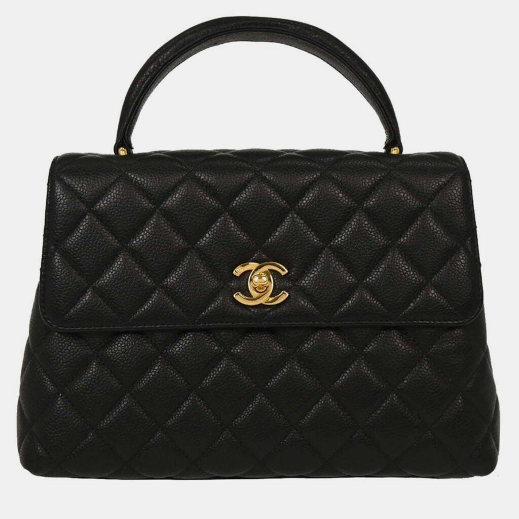 Chanel Black Calfskin Top Handle Handbag