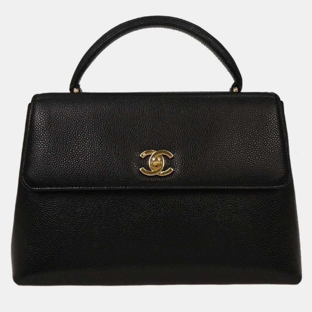 Chanel Black Calfskin Top Handle Handbag
