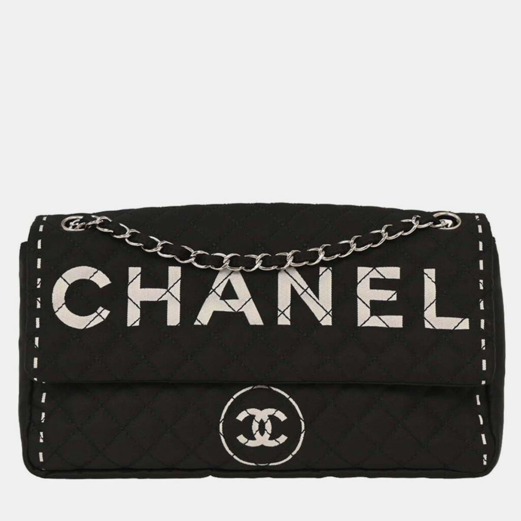 Chanel Black Satin Straight Flap Shoulder Bag Chanel Black Satin Straight Flap Shoulder Bag