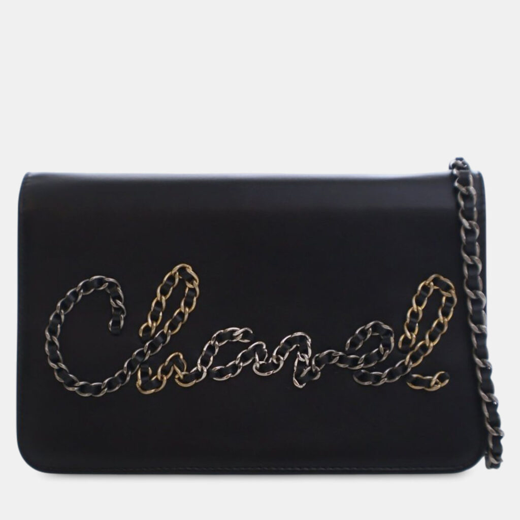 Chanel Black Calfskin Chain 20s Signe Wallet on Chain Chanel Black Calfskin Chain 20s Signe Wallet on Chain