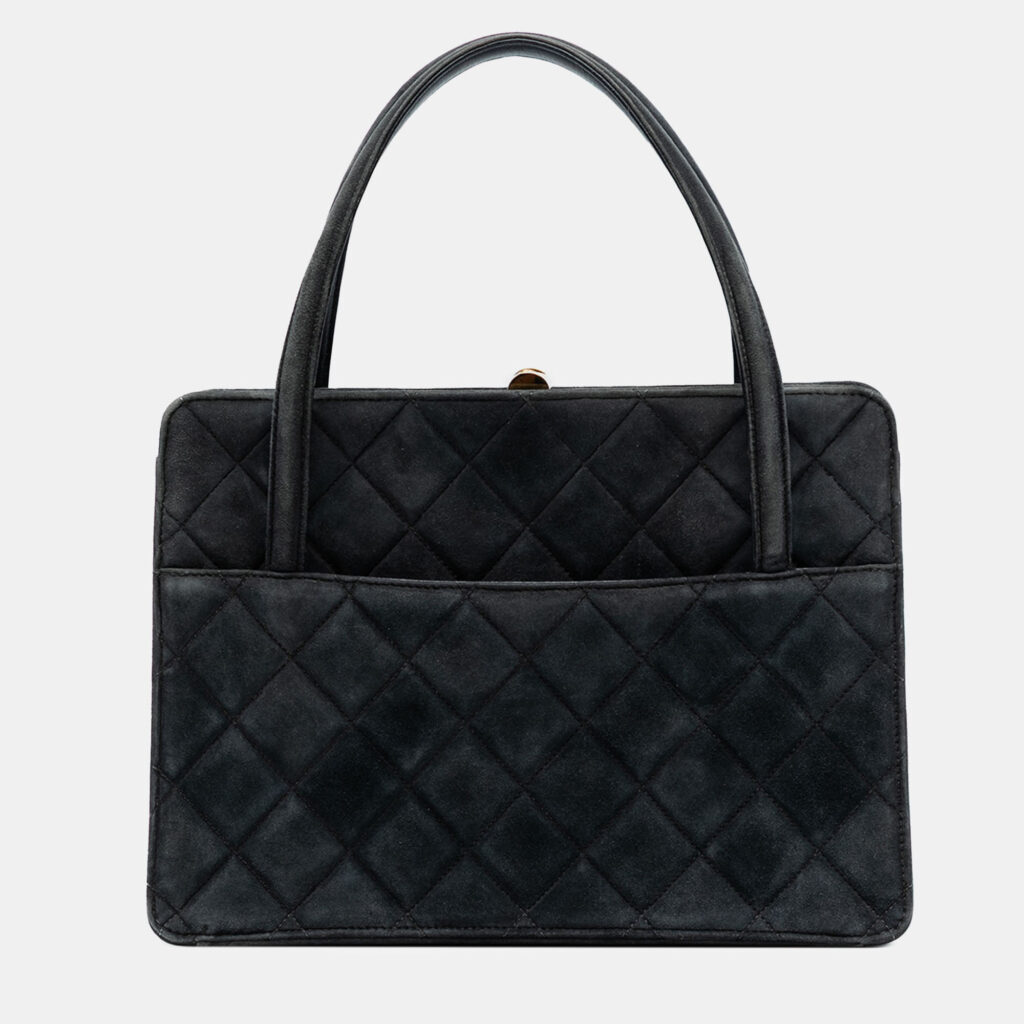 Chanel Grey Quilted Suede Handbag Chanel Grey Quilted Suede Handbag