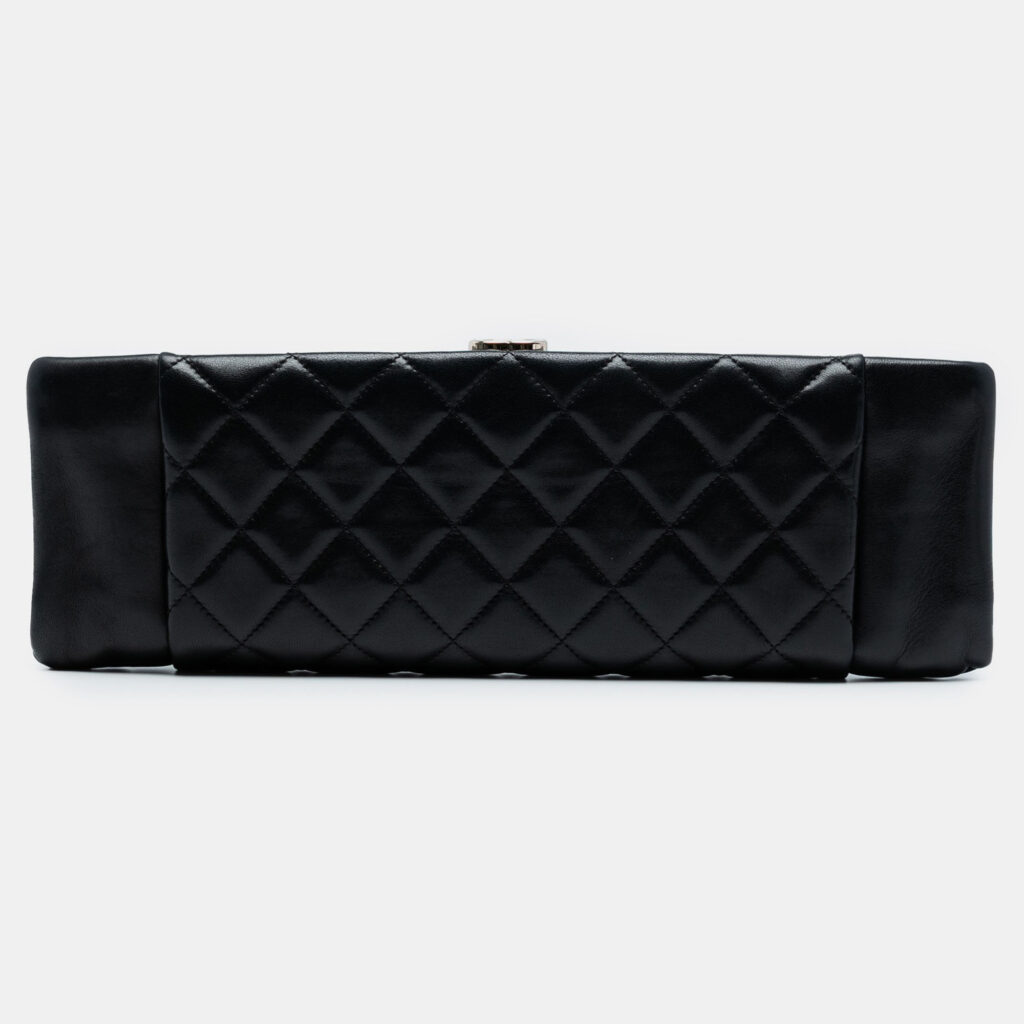 Chanel Black CC Quilted Lambskin Pleated Frame Clutch Chanel Black CC Quilted Lambskin Pleated Frame Clutch