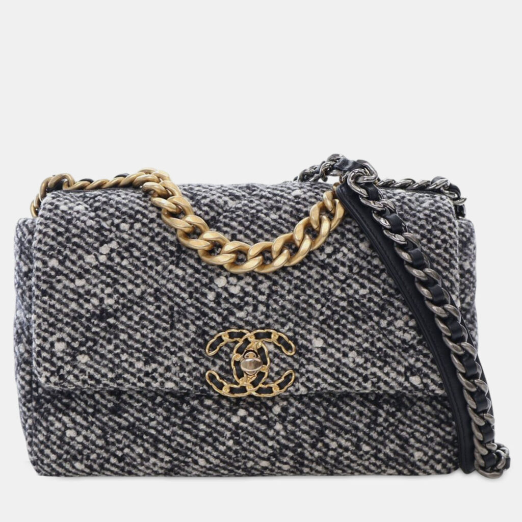 Chanel Grey Medium Tweed 19 Flap