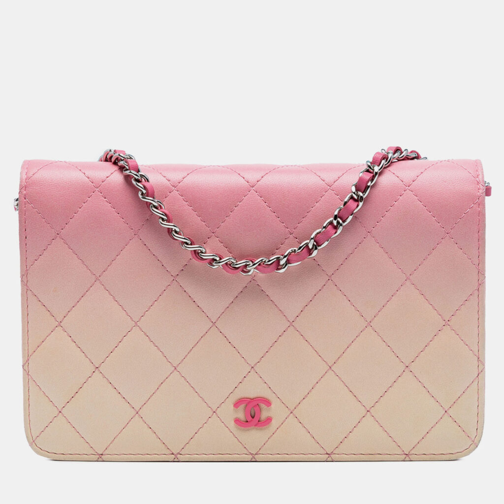 Chanel Pink Yellow Ombre Lambskin Degrade Wallet On Chain Chanel Pink Yellow Ombre Lambskin Degrade Wallet On Chain