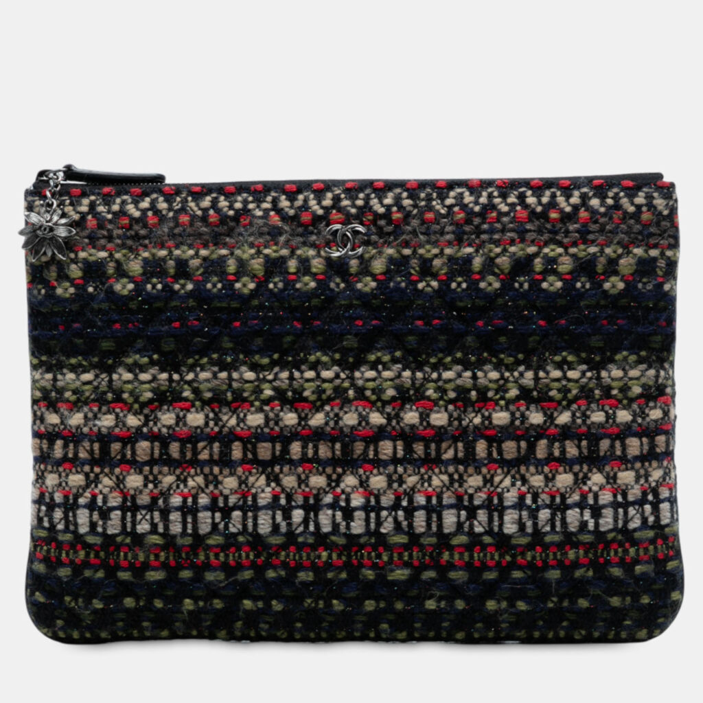 Chanel Blue Quilted Tweed and Wool Cosmetic Pouch Chanel Blue Quilted Tweed and Wool Cosmetic Pouch