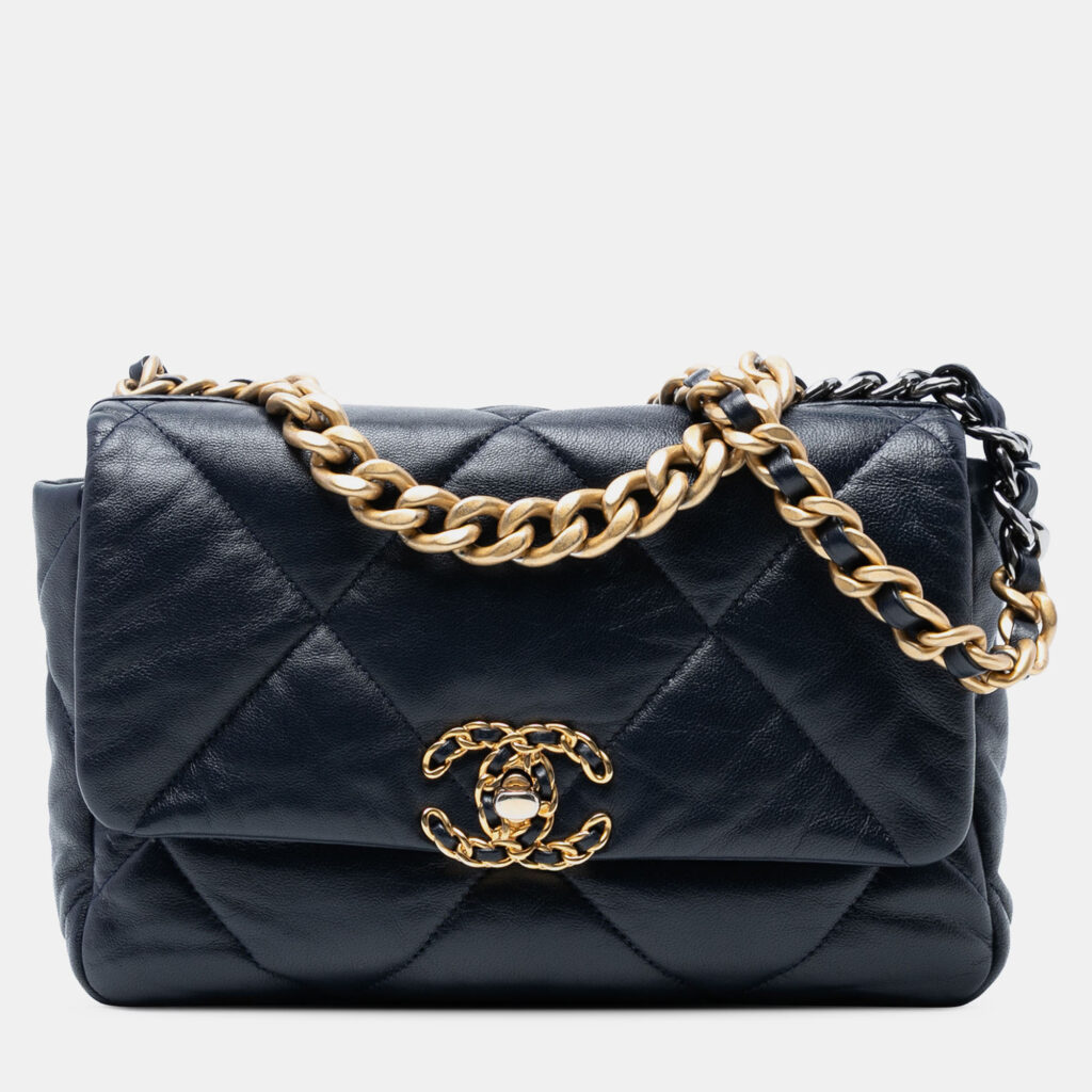 Chanel Blue Medium Lambskin 19 Flap Chanel Blue Medium Lambskin 19 Flap