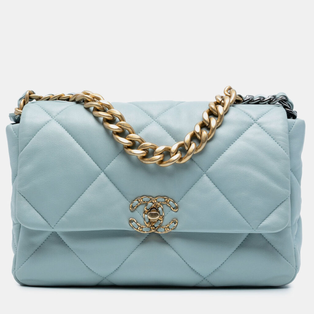 Chanel Blue Large Lambskin 19 Flap