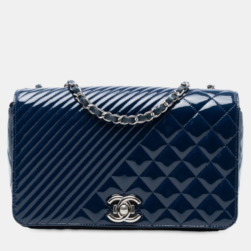 Chanel Blue Medium Patent Coco Boy Flap Chanel Blue Medium Patent Coco Boy Flap
