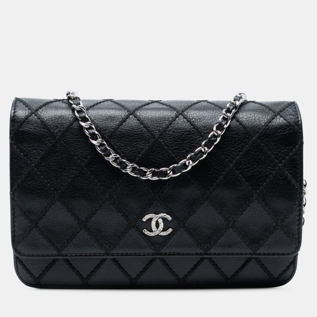 Chanel Black CC Lambskin Wild Stitch Wallet on Chain Chanel Black CC Lambskin Wild Stitch Wallet on Chain