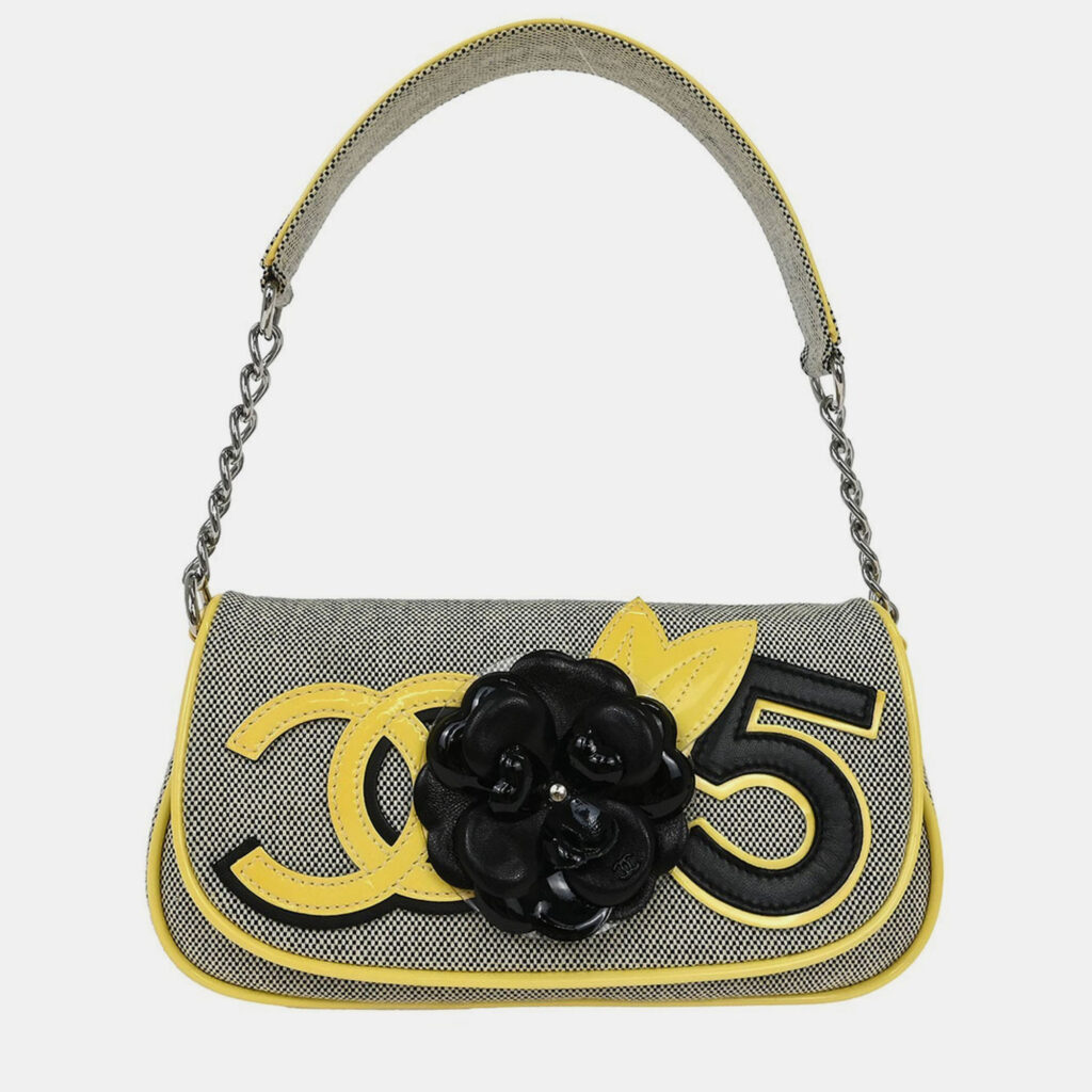 Chanel Black Canvas Camellia No.5 CC Handbag Chanel Black Canvas Camellia No.5 CC Handbag