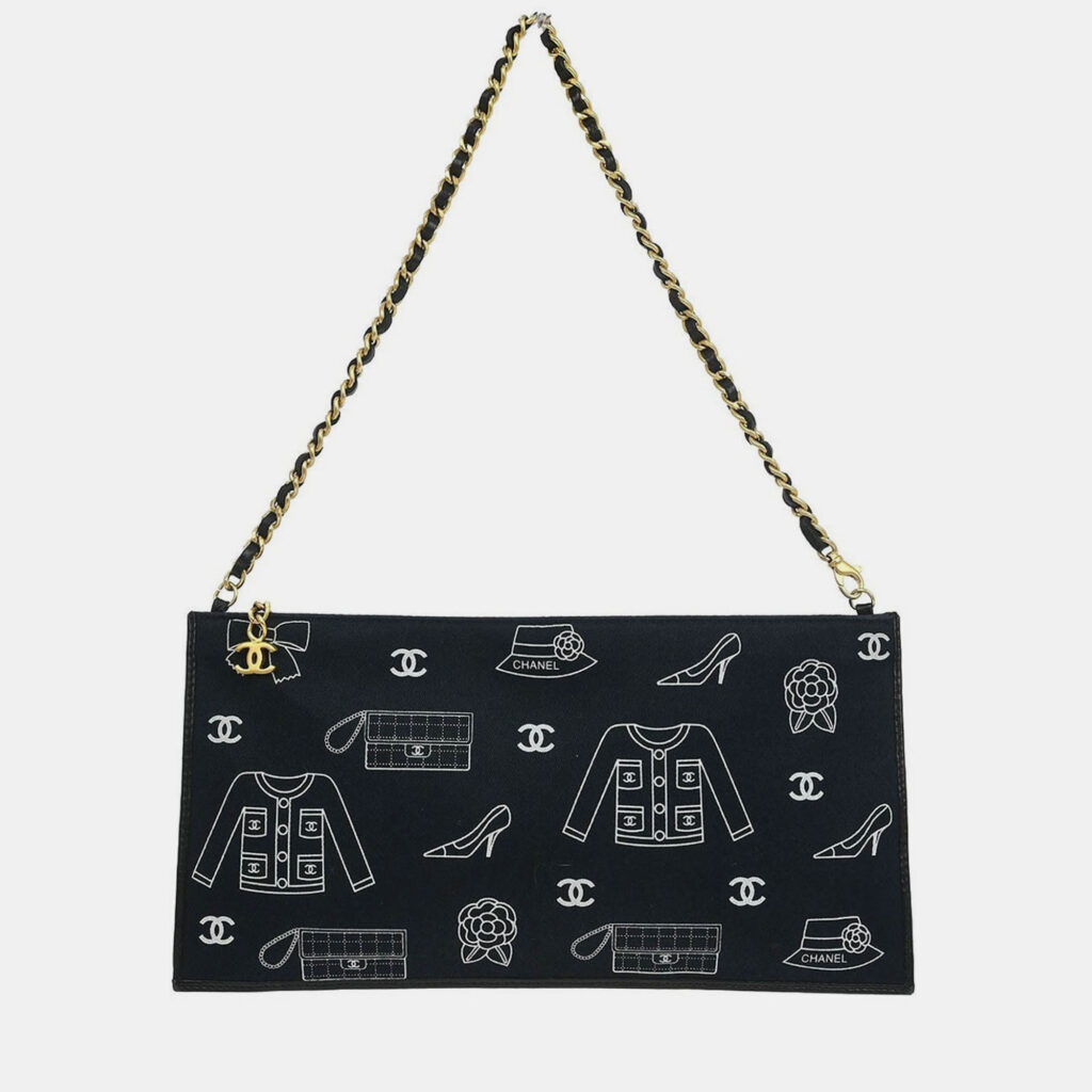 Chanel Navy Canvas Icon Chain Handbag Chanel Navy Canvas Icon Chain Handbag