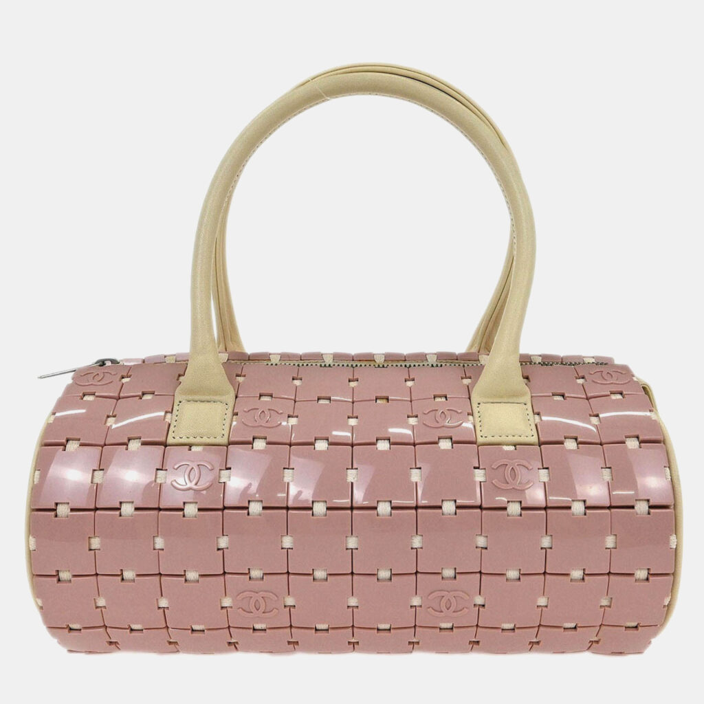 Chanel Pink Acrylic Puzzle Bag Barrel Handbag
