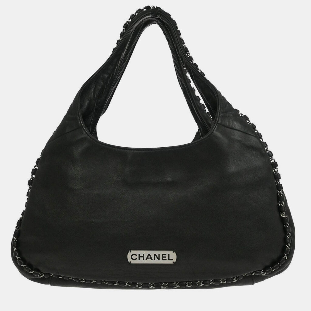 Chanel Black Calfskin Around Chain Hobo Handbag