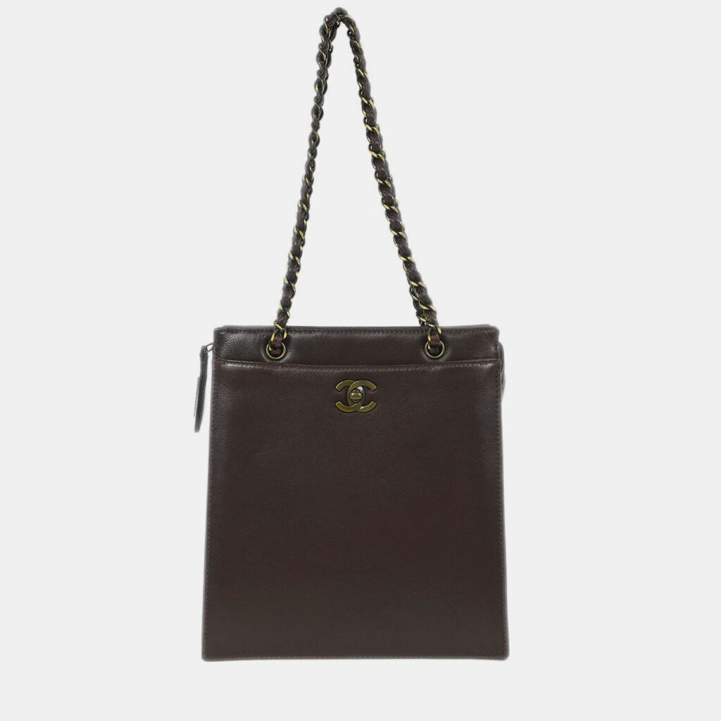 Chanel Brown Calfskin Shoulder Tote Bag Chanel Brown Calfskin Shoulder Tote Bag