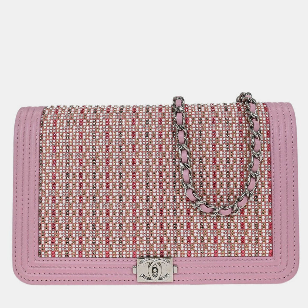 Chanel Pink Lambskin Rhinestone WOC Wallet On Chain