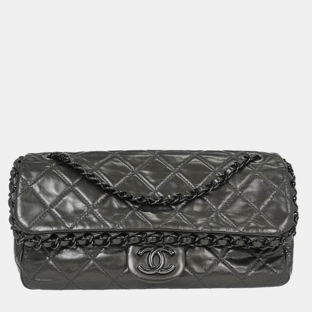 Chanel Gray Calfskin Chain Me Shoulder Bag Chanel Gray Calfskin Chain Me Shoulder Bag