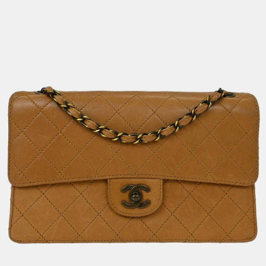 Chanel Brown Calfskin Medium Single Flap Shoulder Bag Chanel Brown Calfskin Medium Single Flap Shoulder Bag