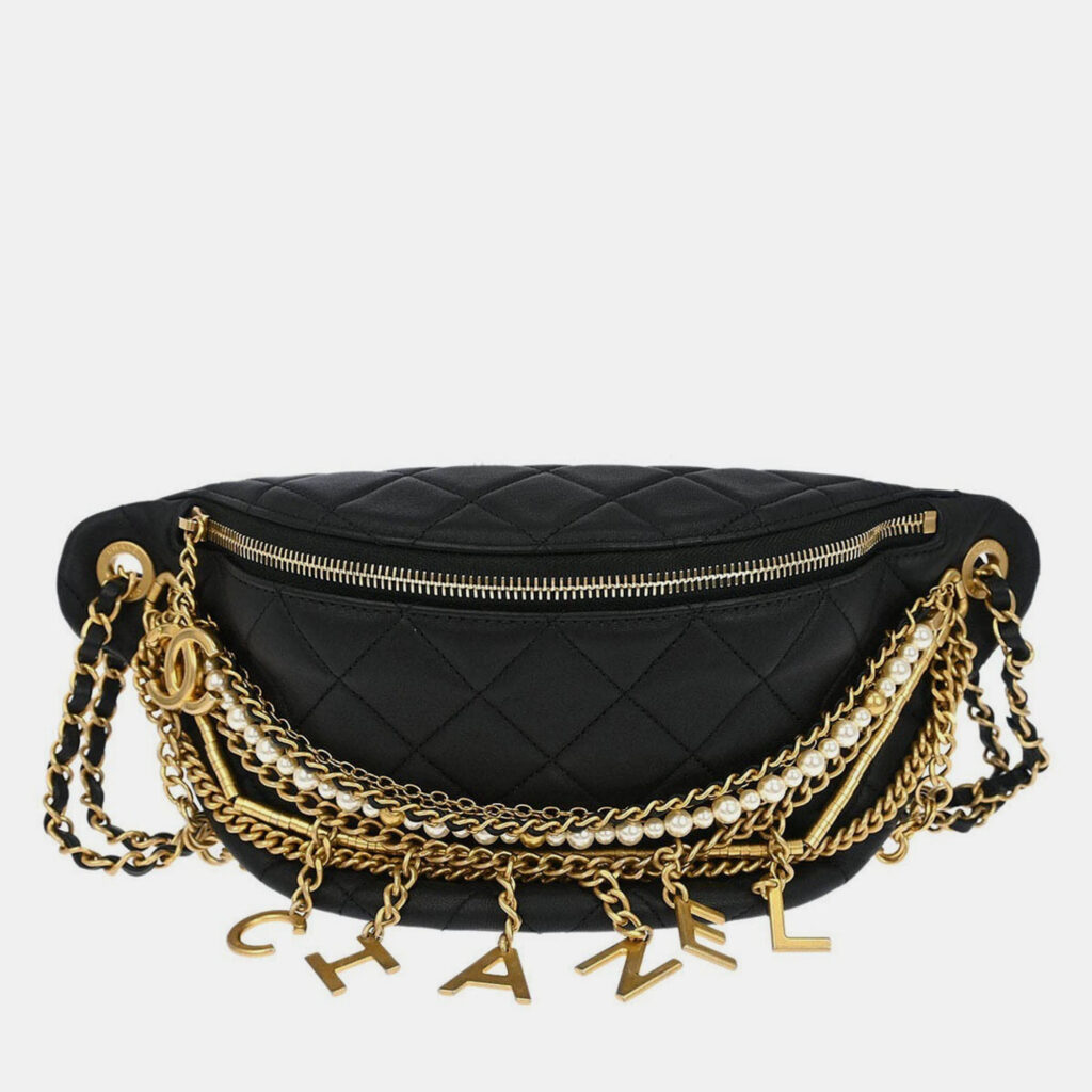 Chanel Black Calfskin All About Chains Bum Bag Chanel Black Calfskin All About Chains Bum Bag