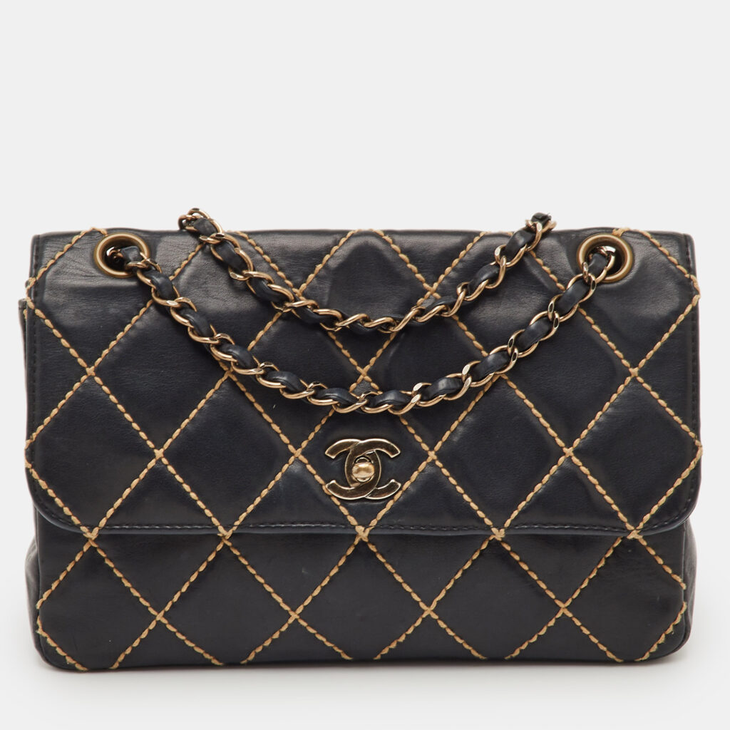 Chanel Black Wild Stitch Surpique Quilted Leather Bag Chanel Black Wild Stitch Surpique Quilted Leather Bag