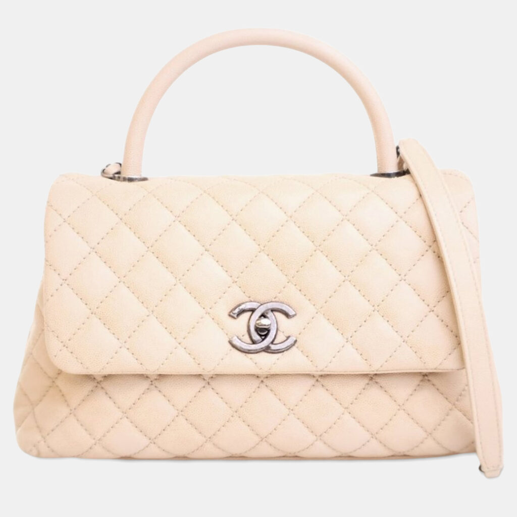 Chanel Brown Medium Quilted Caviar Coco Top Handle Bag