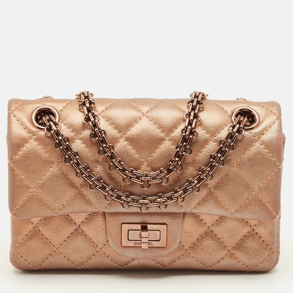 Chanel Reissue 2.55 Classic 224 Rose Gold Quilted Leather Flap Bag Chanel Reissue 2.55 Classic 224 Rose Gold Quilted Leather Flap Bag