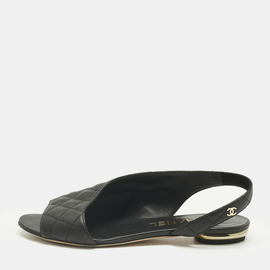 Chanel Black Quilted Leather Slingback Sandals Size 36 Chanel Black Quilted Leather Slingback Sandals Size 36