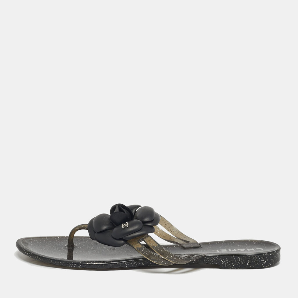 Chanel Two Tone Jelly Camellia Thong Sandals Size 39 Chanel Two Tone Jelly Camellia Thong Sandals Size 39