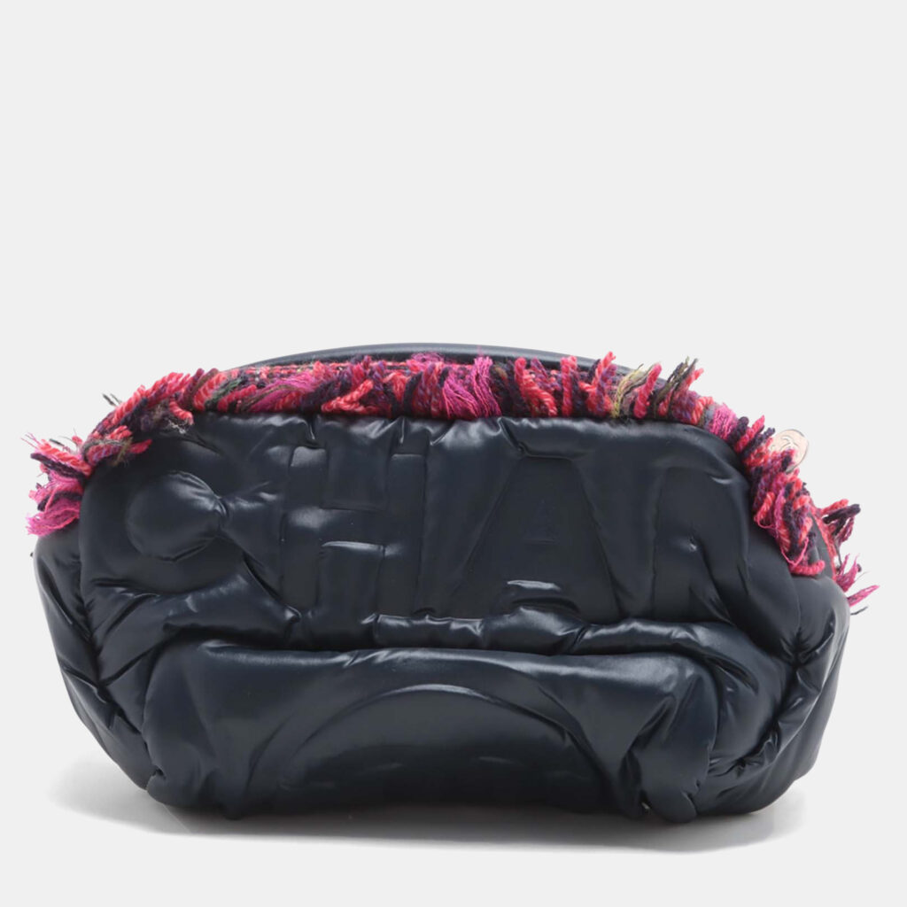 Chanel Navy Blue Embossed Nylon Tweed Doudoune Belt Bag Chanel Navy Blue Embossed Nylon Tweed Doudoune Belt Bag