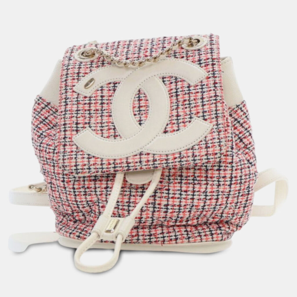 Chanel CC Mania Tweed Lambskin Leather Backpack Chanel CC Mania Tweed Lambskin Leather Backpack