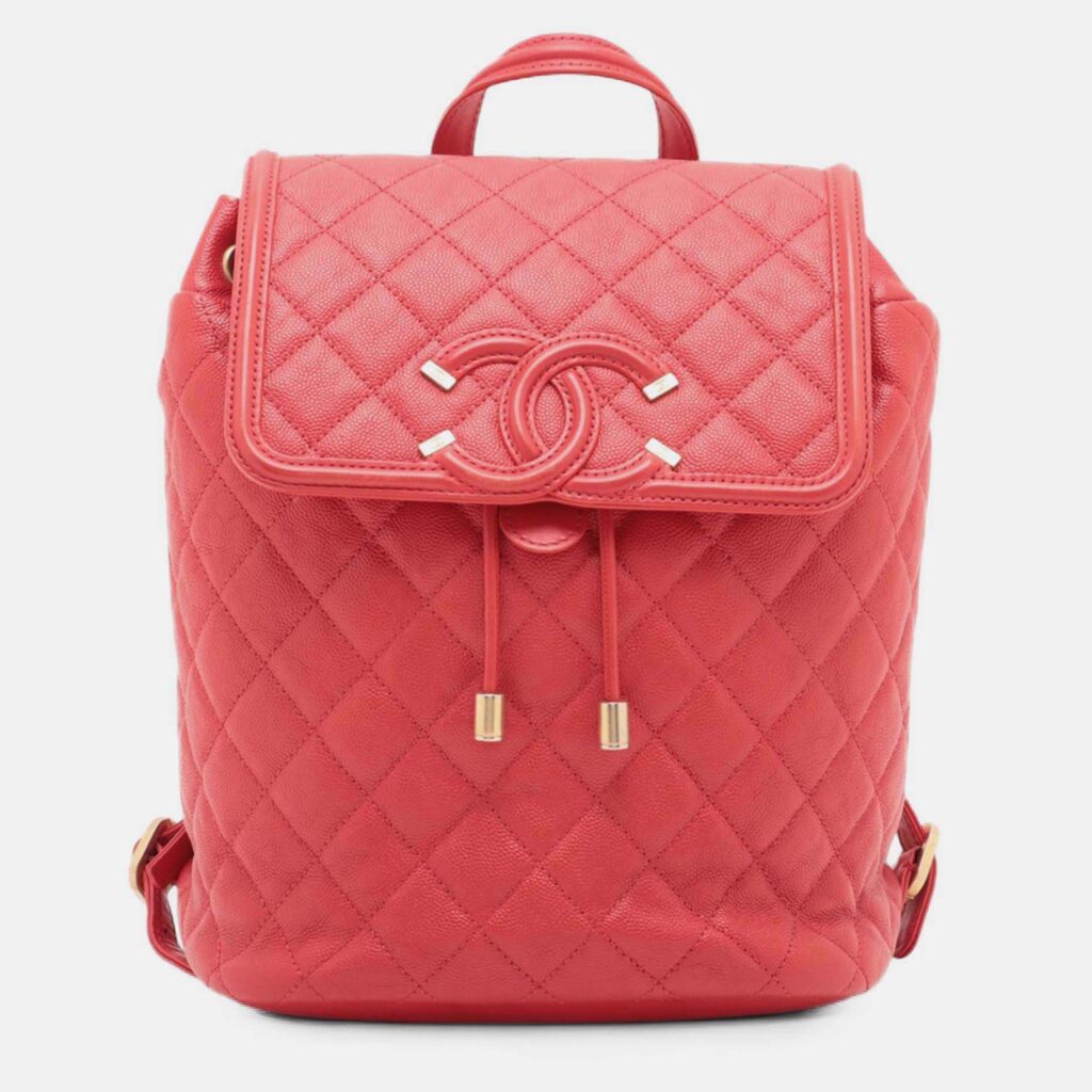 Chanel Red Quilted Caviar CC Filigree Backpack Chanel Red Quilted Caviar CC Filigree Backpack