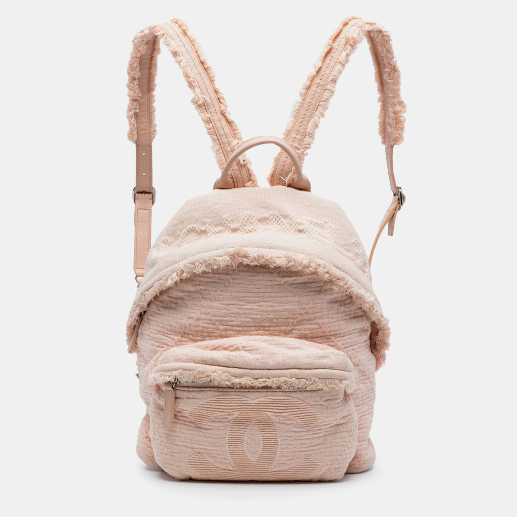 Chanel Quilted Canvas Front Pocket Fringe Backpack Chanel Quilted Canvas Front Pocket Fringe Backpack
