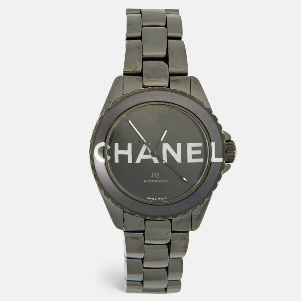 Chanel Black Ceramic Stainless Steel J12 Wanted De Chanel H7418 Women's Wristwatch 38 mm