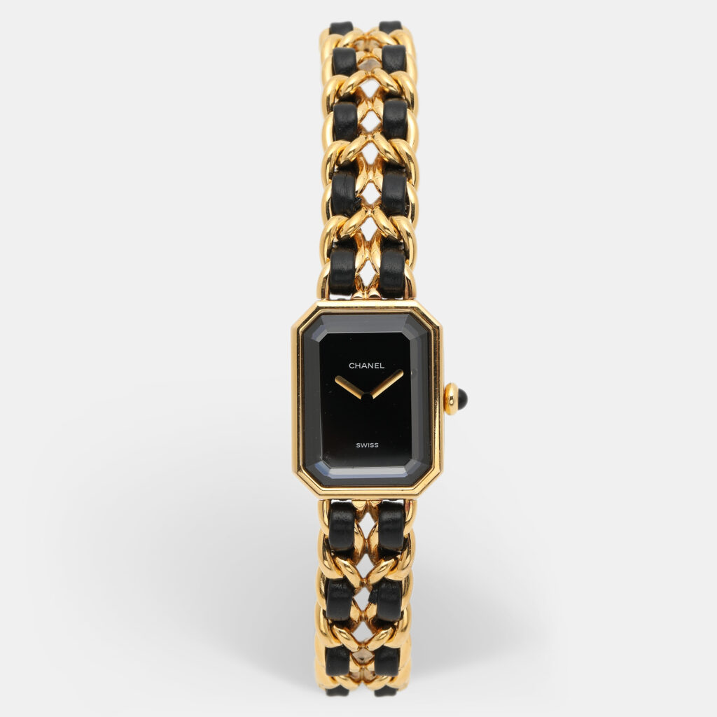 Chanel Black Gold Plated Stainless Steel Leather Premiere H6951 Women's Wristwatch 20 mm Chanel Black Gold Plated Stainless Steel Leather Premiere H6951 Women's Wristwatch 20 mm