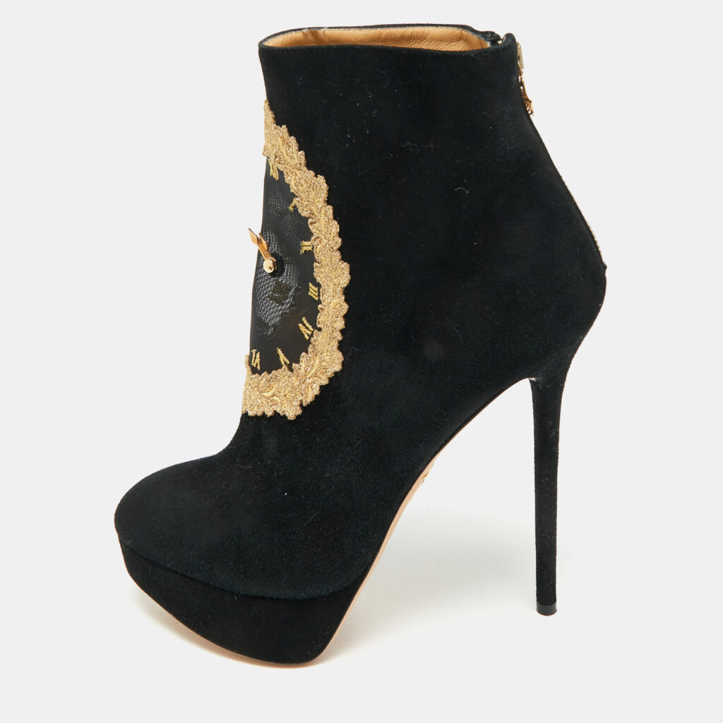 luxury-women-charlotte-olympia-new-shoes-p1191999-010-1.jpg Charlotte Olympia Black Suede On Time Platform Ankle Boots Size 38