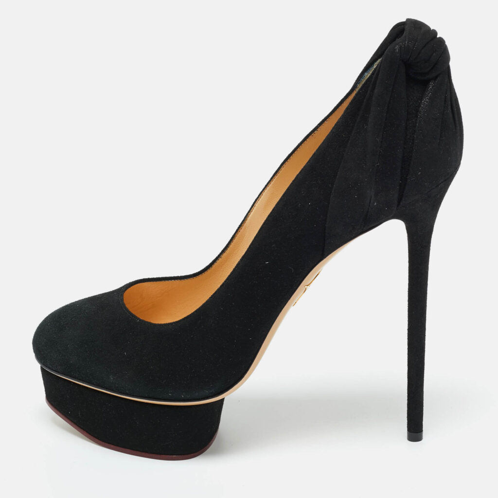 Charlotte Olympia Black Suede Eccentric Josephine Platform Pumps Size 41