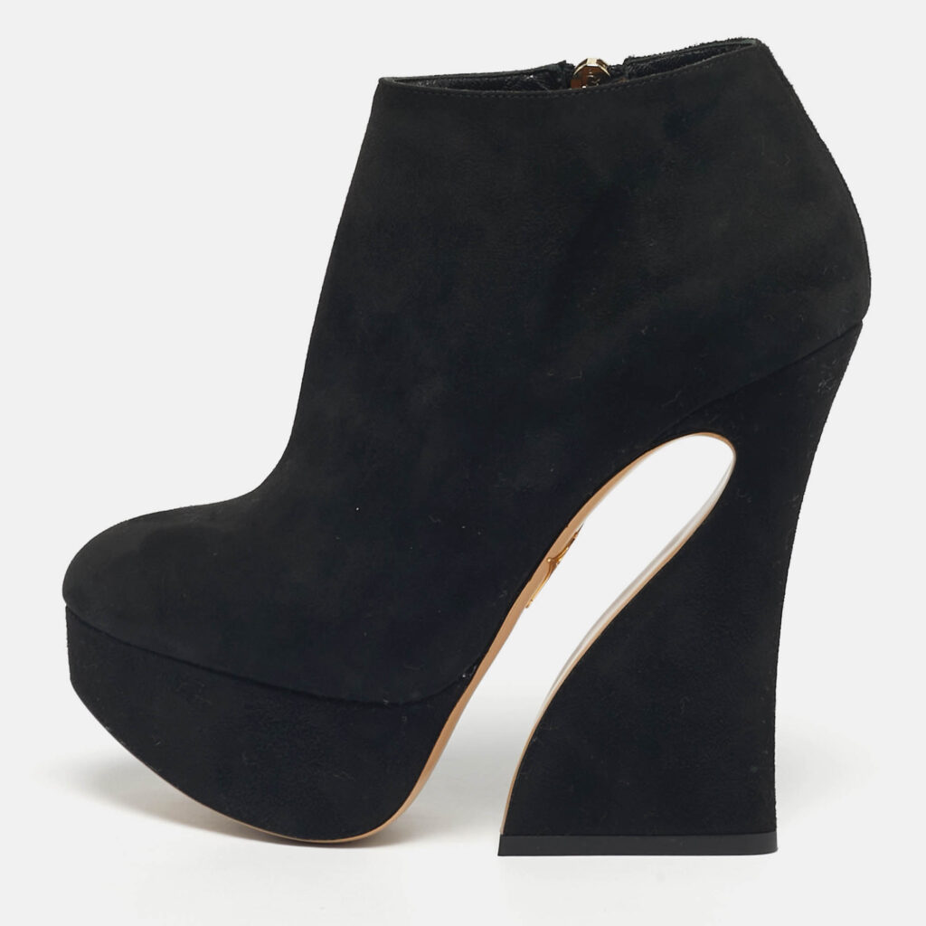 Charlotte Olympia Black Suede Ankle Length Boots Size 36 Charlotte Olympia Black Suede Ankle Length Boots Size 36