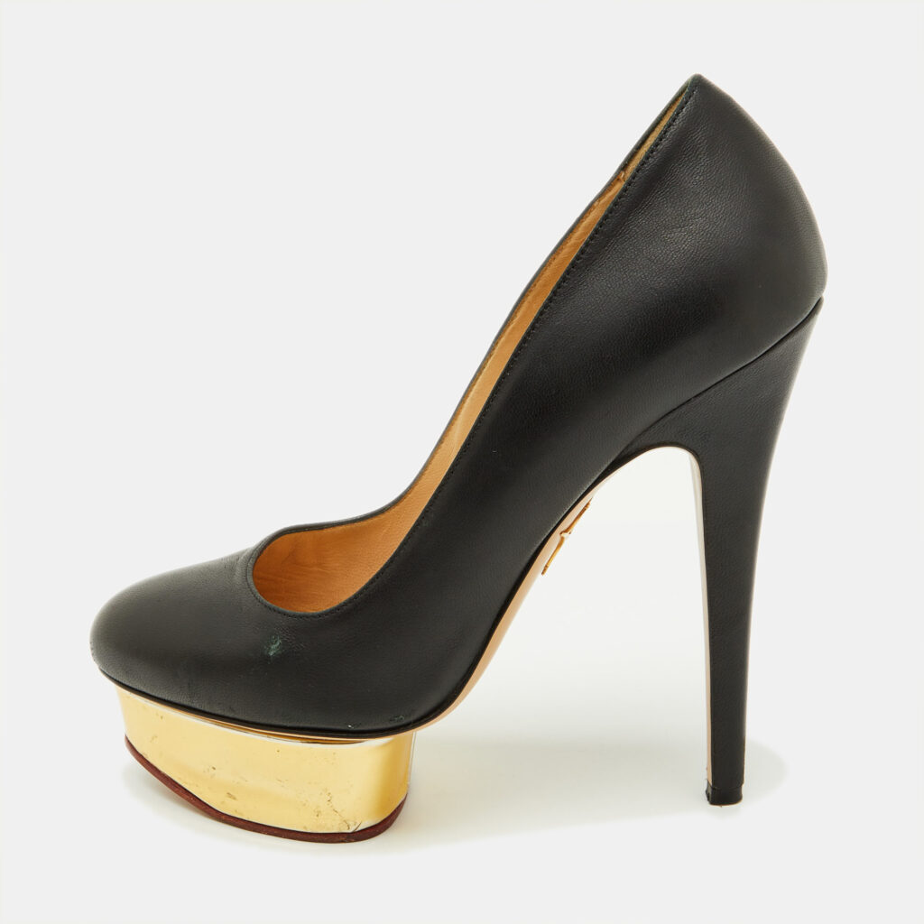 Charlotte Olympia Black Leather Dolly Platform Pumps Size 37 Charlotte Olympia Black Leather Dolly Platform Pumps Size 37