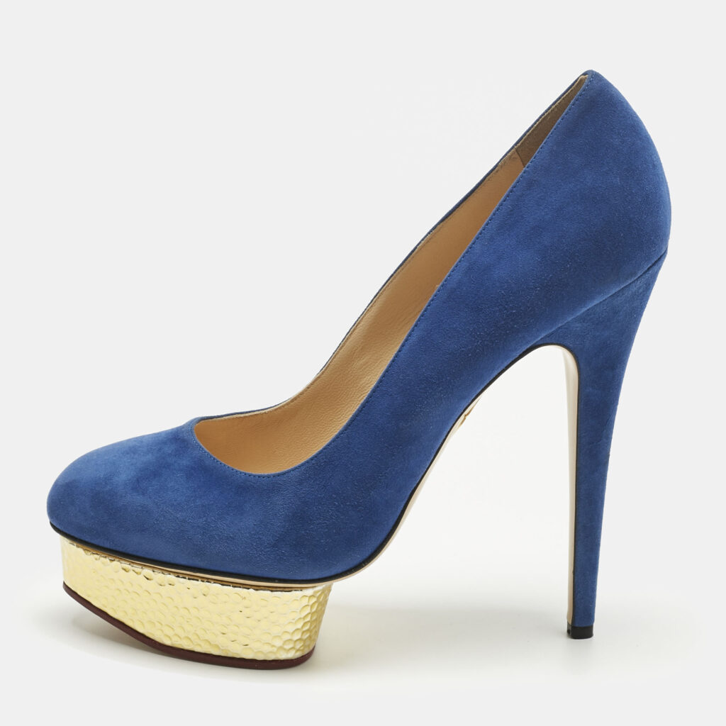 Charlotte Olympia Blue Suede Dolly Platform Pumps Size 41 Charlotte Olympia Blue Suede Dolly Platform Pumps Size 41