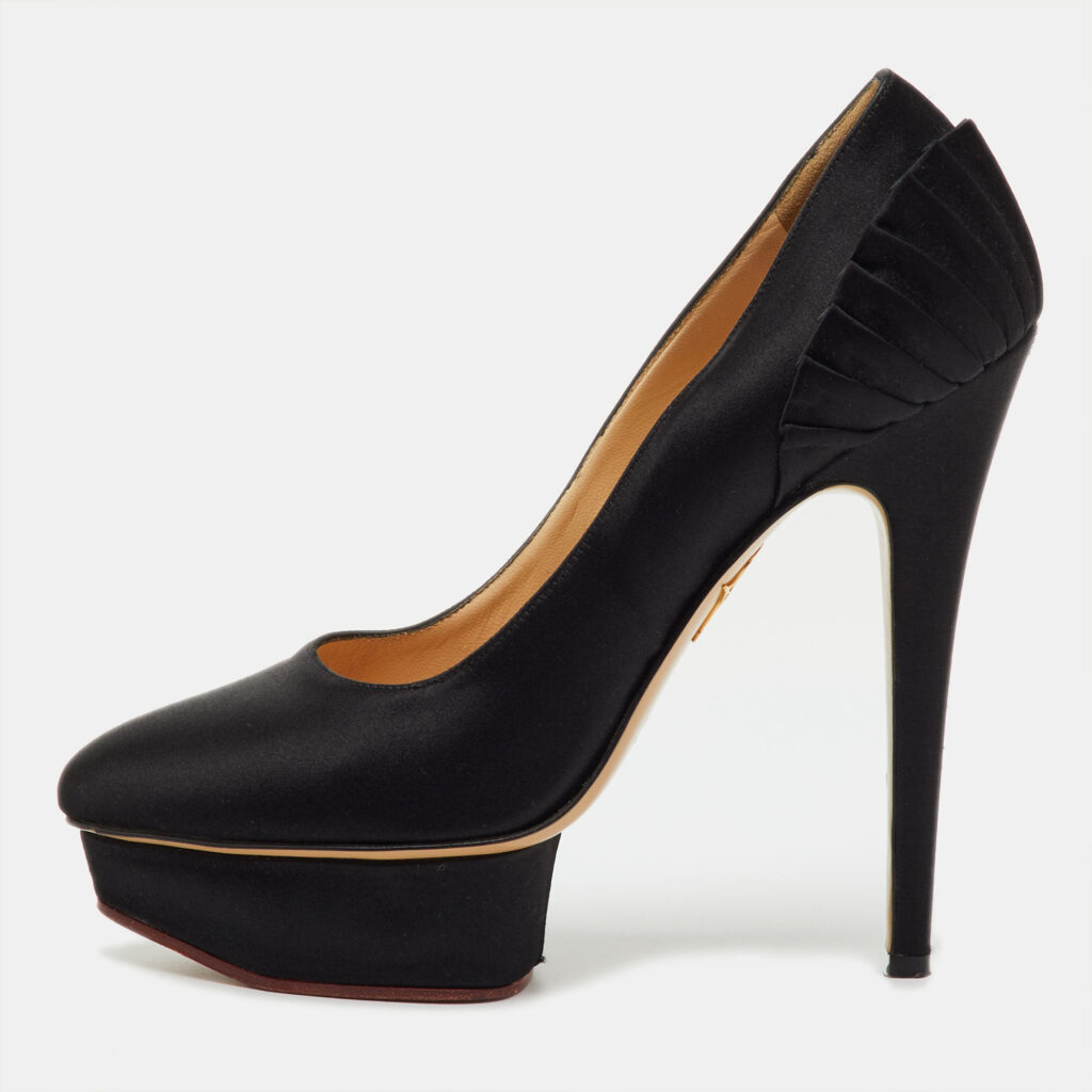 Charlotte Olympia Black Satin Dolly Platform Pumps Size 39 Charlotte Olympia Black Satin Dolly Platform Pumps Size 39