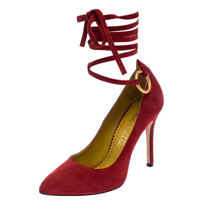 Charlotte Olympia Red Suede Sabine Wrap Pumps Size 36 Charlotte Olympia Red Suede Sabine Wrap Pumps Size 36