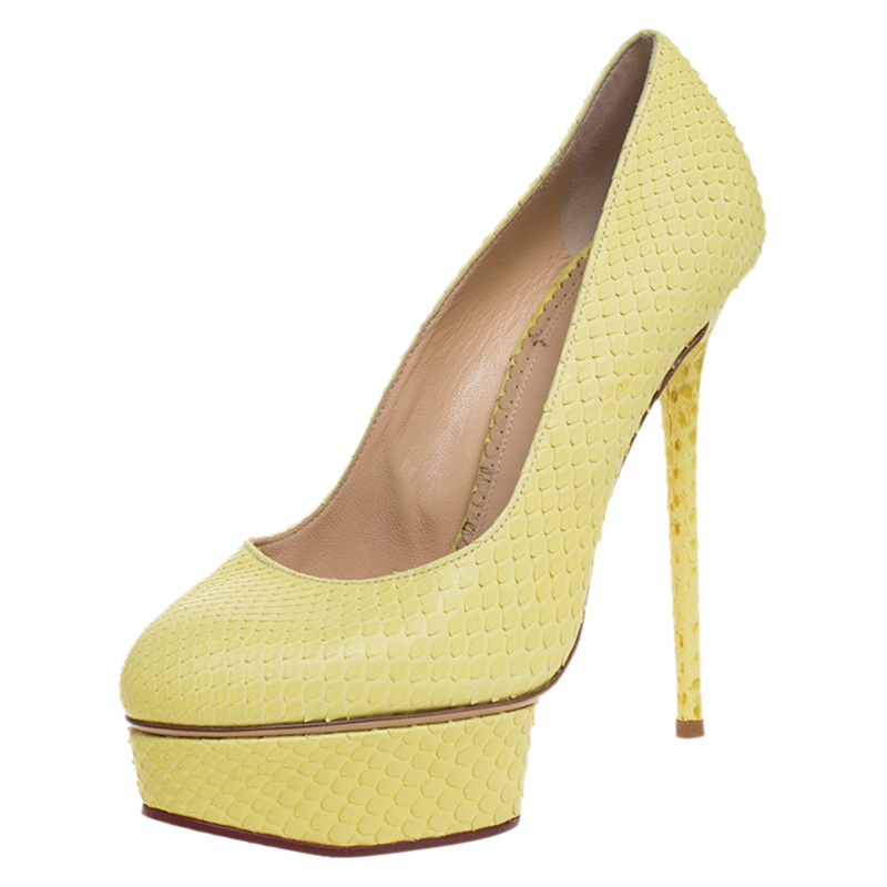 Charlotte Olympia Yellow Python Priscilla Platform Pumps Size 38 Charlotte Olympia Yellow Python Priscilla Platform Pumps Size 38